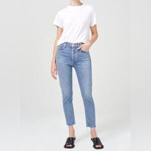 Agolde High Rise Straight Crop Jeans in Light Blue